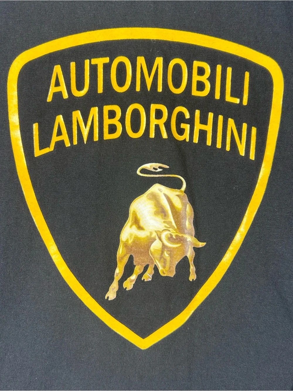 Authentic Lamborghini Kids Long Sleeve Shirt Black Yellow Shield Logo Size 7-8Y